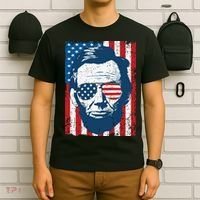 Abe Lincoln Beard Sunglasses American Flag 4th Of July T-Shirt thumb 6