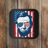 Abe Lincoln Beard Sunglasses American Flag 4th Of July Coaster thumb 0
