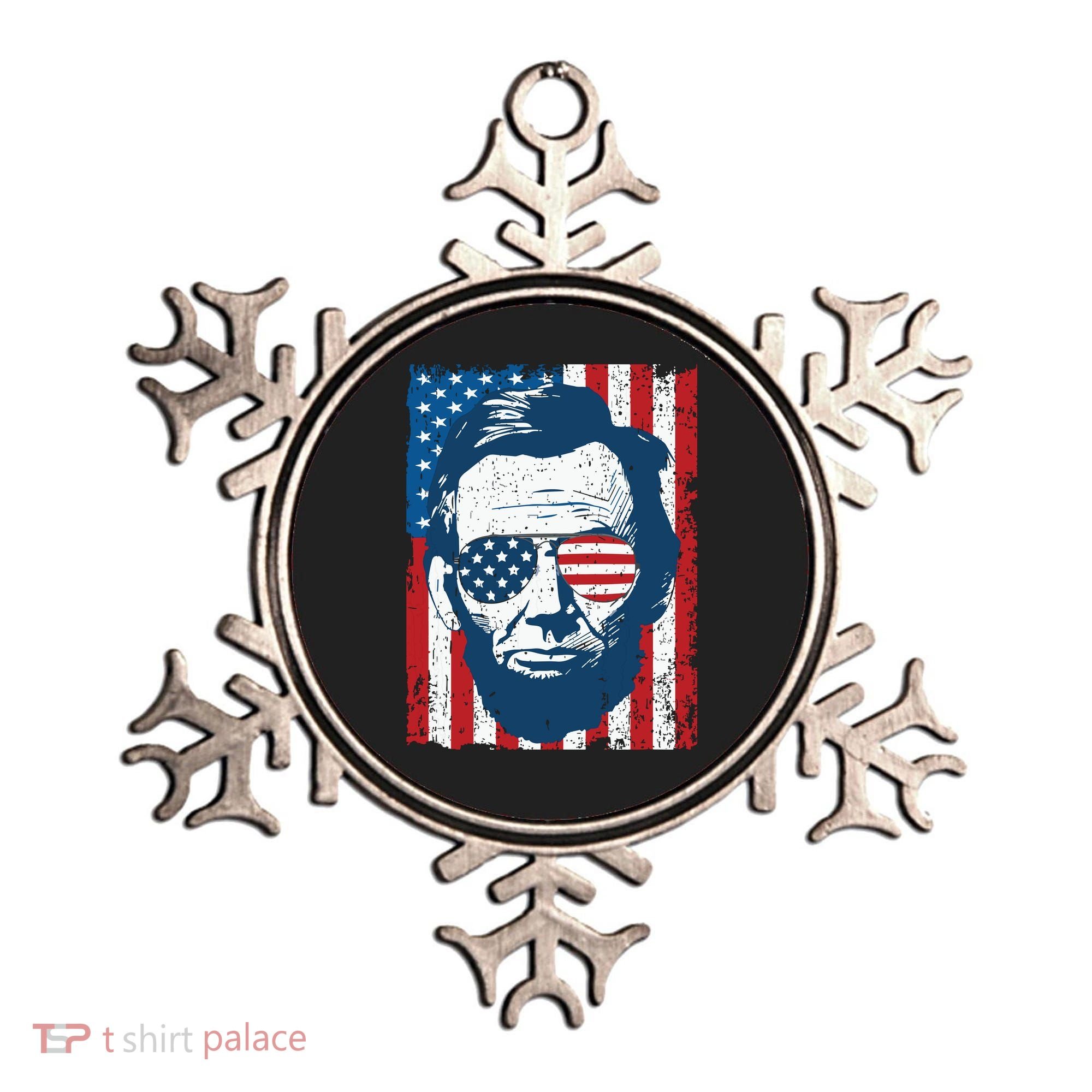 Abe Lincoln Beard Sunglasses American Flag 4th Of July Ornament