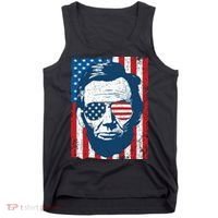 Abe Lincoln Beard Sunglasses American Flag 4th Of July Tank Top thumb 0