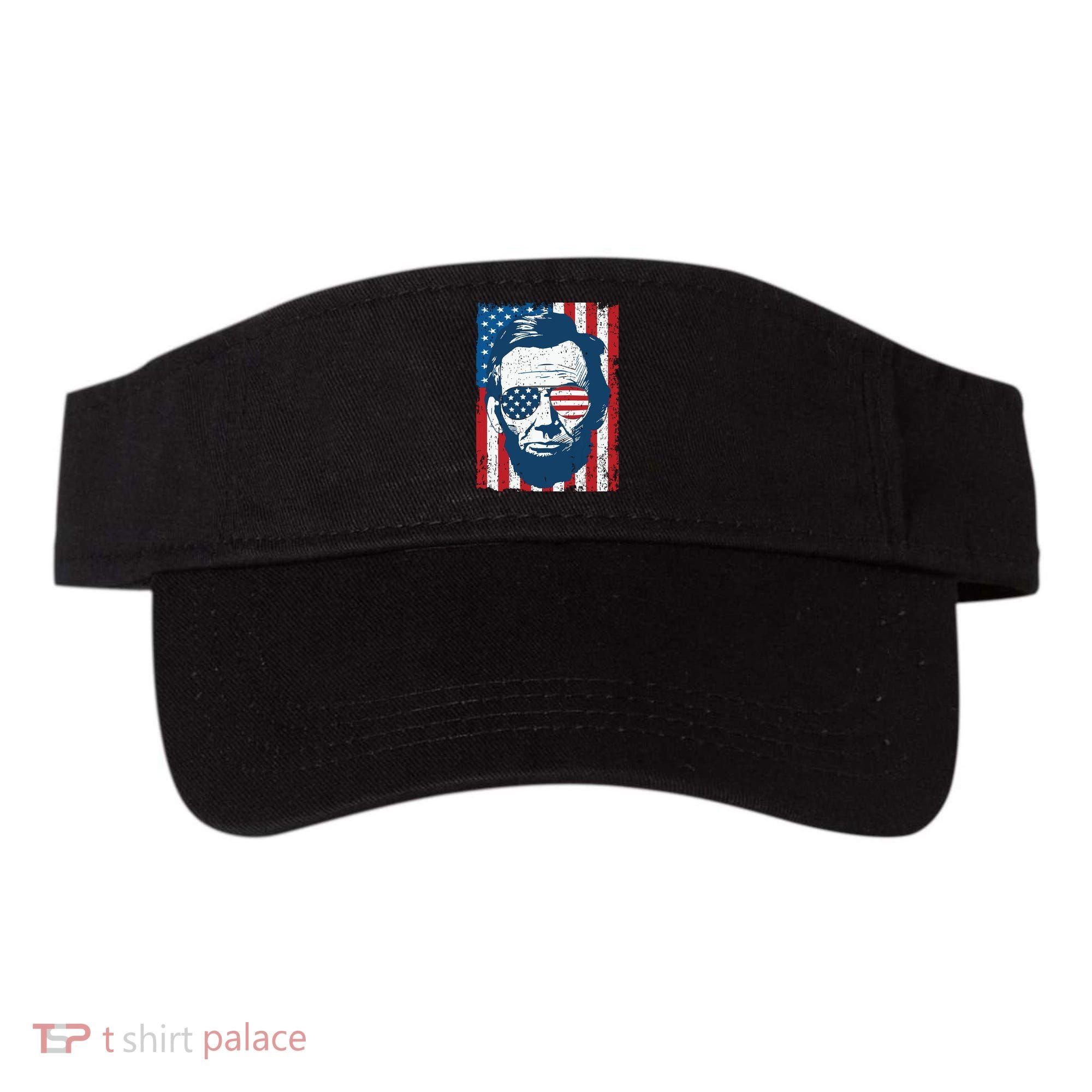 Abe Lincoln Beard Sunglasses American Flag 4th Of July Visor