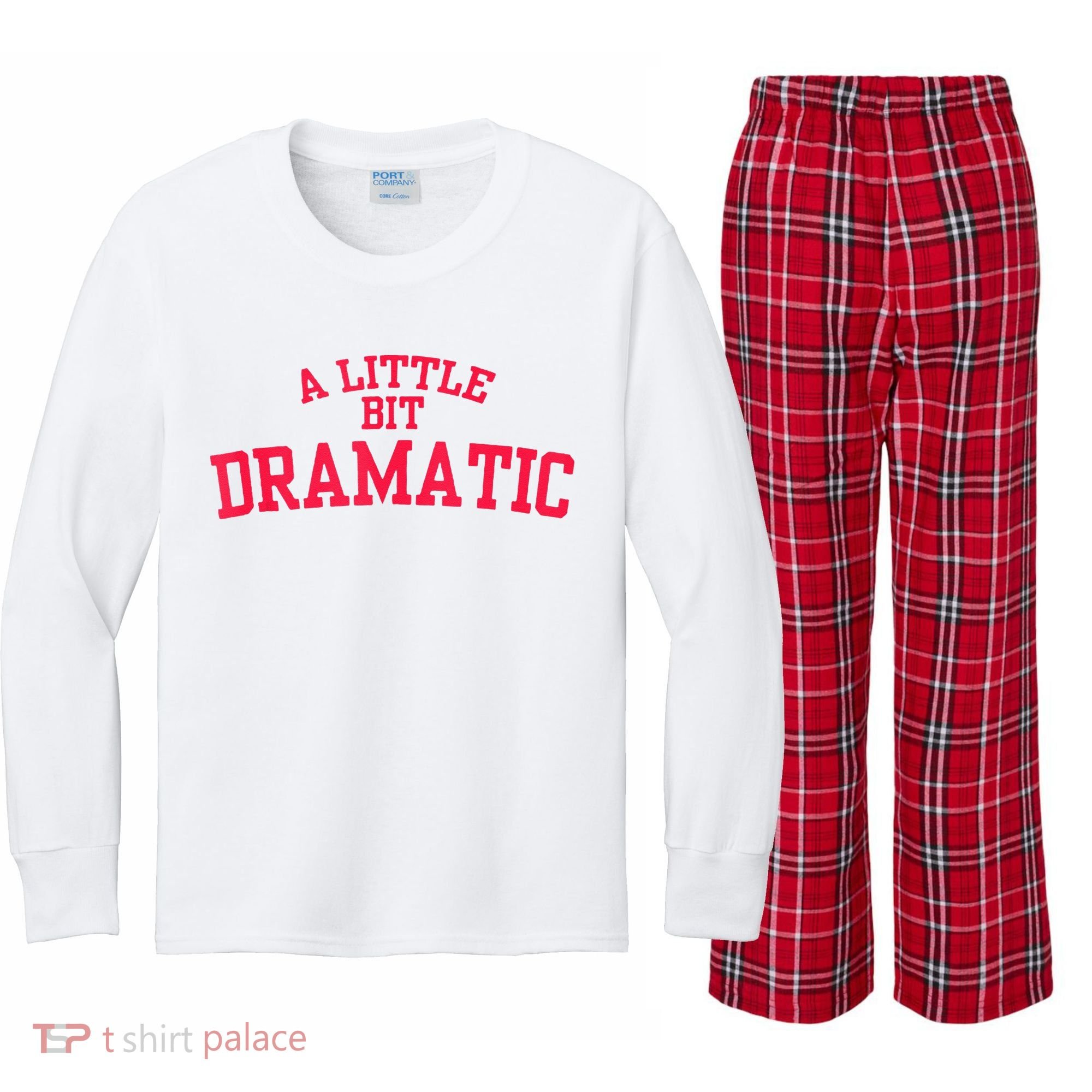A Little Bit Dramatic Kids Long Sleeve Plaid Pajama Set