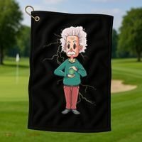 Albert Einstein Cartoon Golf Towel thumb 1