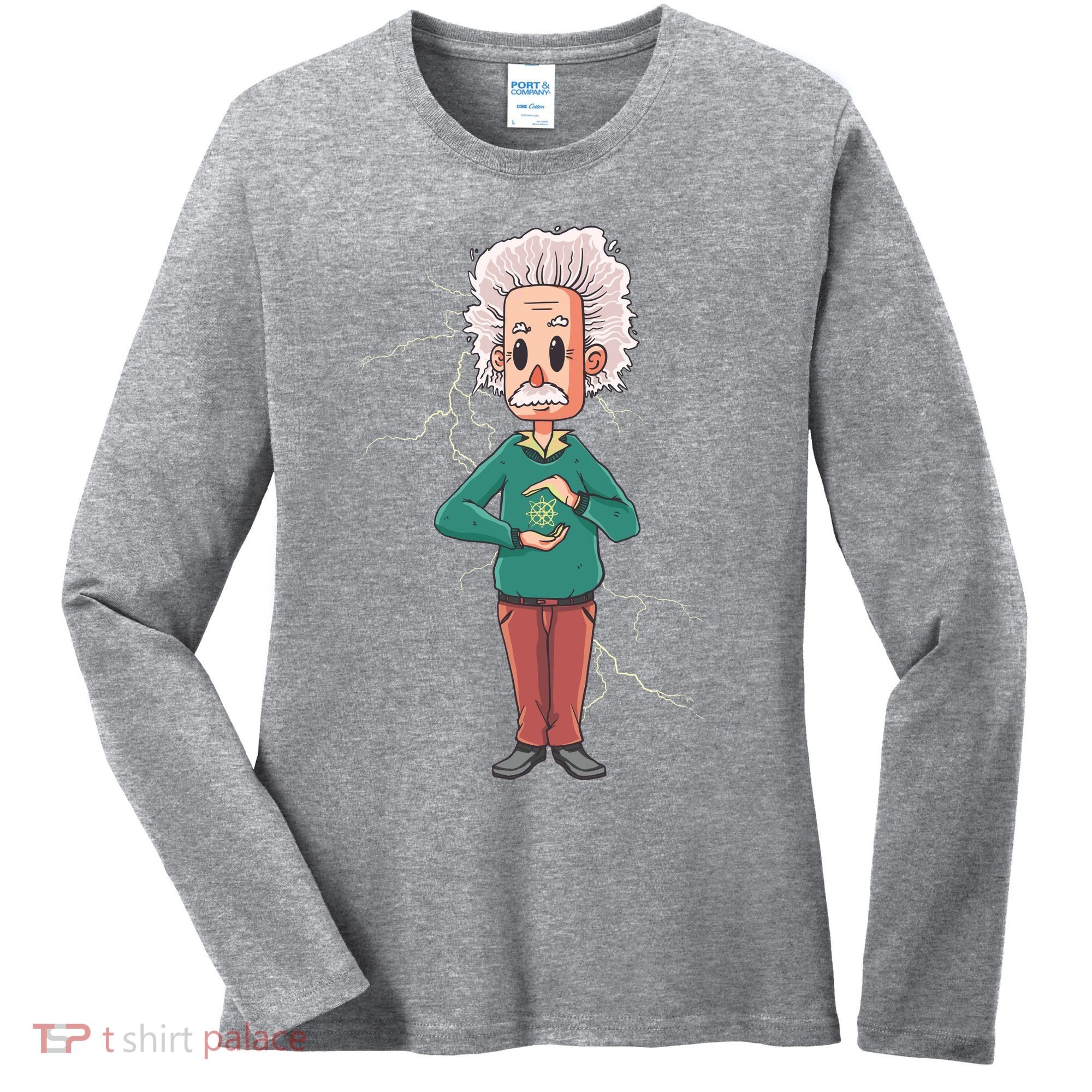 Albert Einstein Cartoon Women's Long Sleeve Shirt
