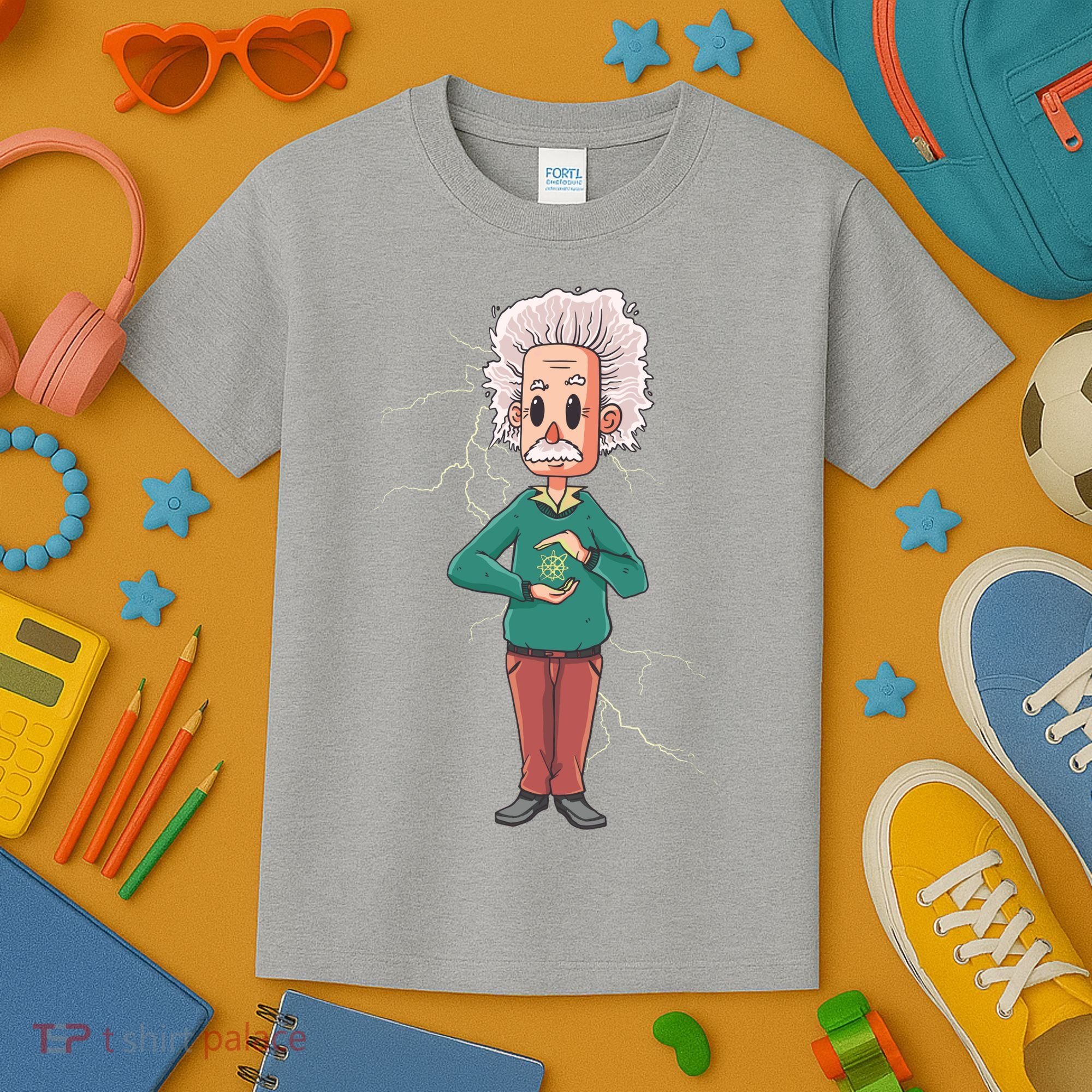 Albert Einstein Cartoon Kids T-Shirt