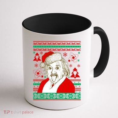 Albert Einstein Ugly Christmas Sweater Coffee Mug back