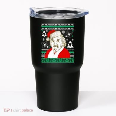 Albert Einstein Ugly Christmas Sweater Tumbler