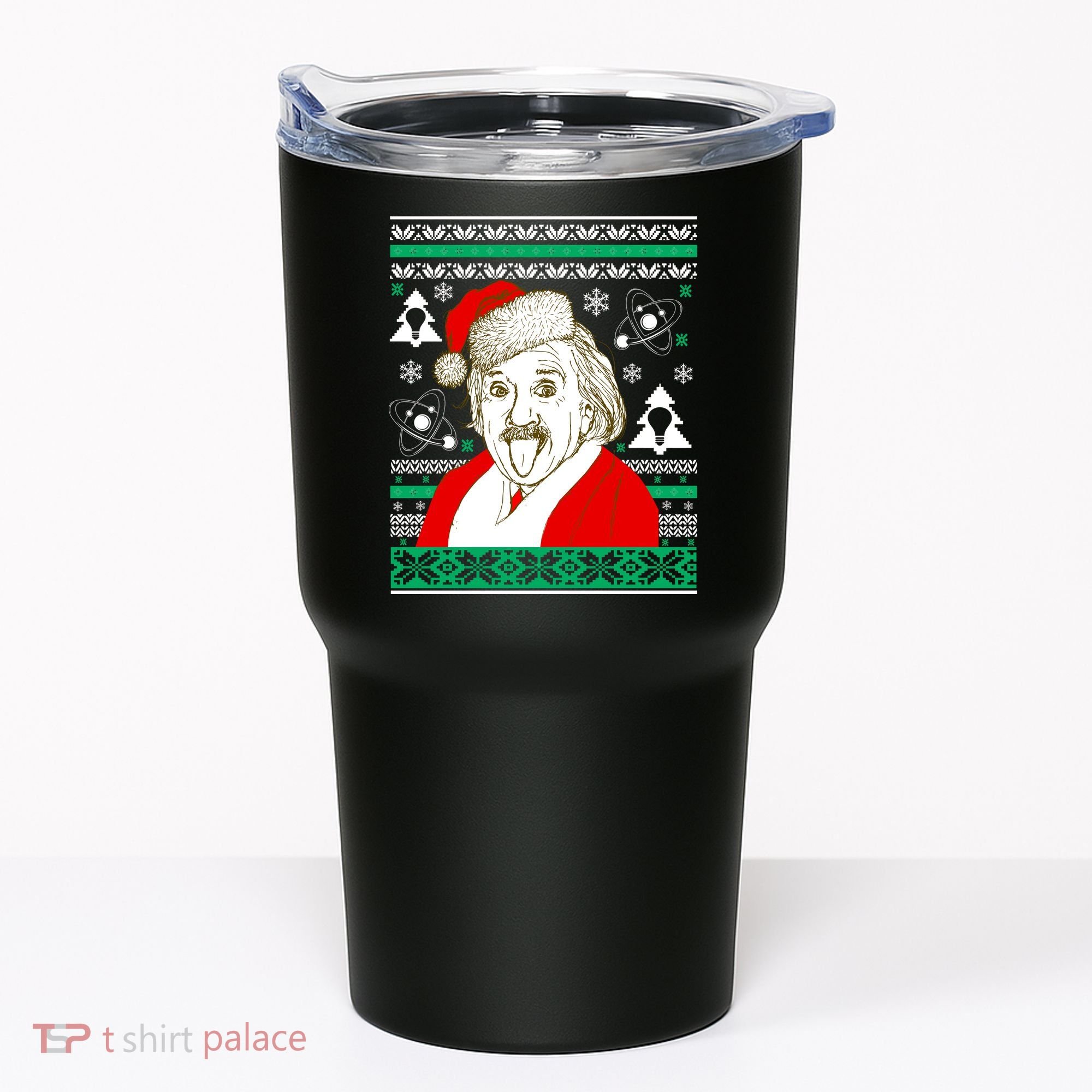 Albert Einstein Ugly Christmas Sweater Tumbler