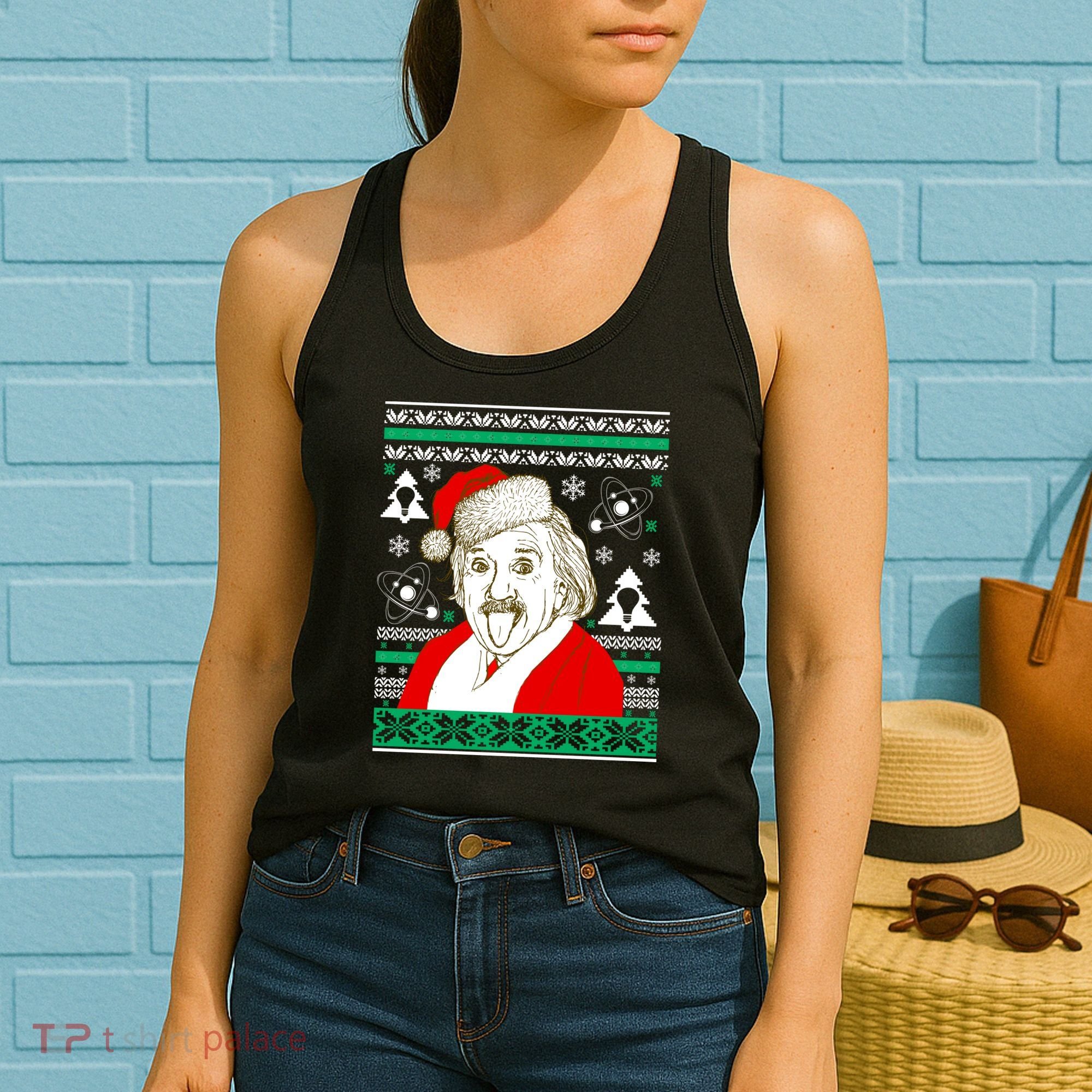 Albert Einstein Ugly Christmas Sweater Women's Tank Top