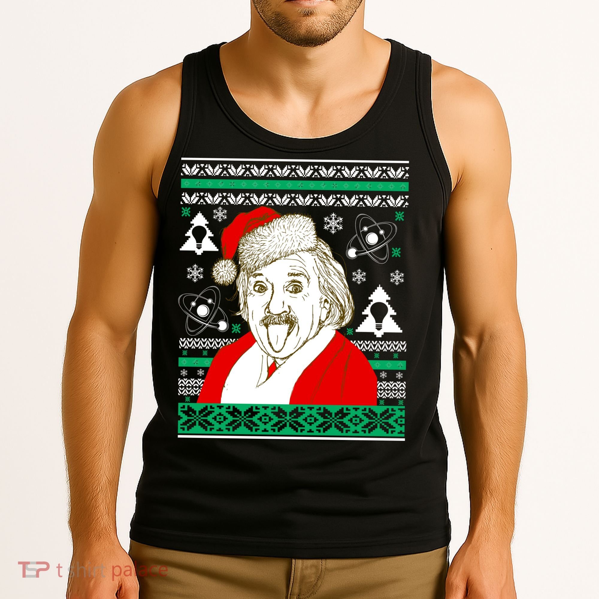 Albert Einstein Ugly Christmas Sweater Tank Top