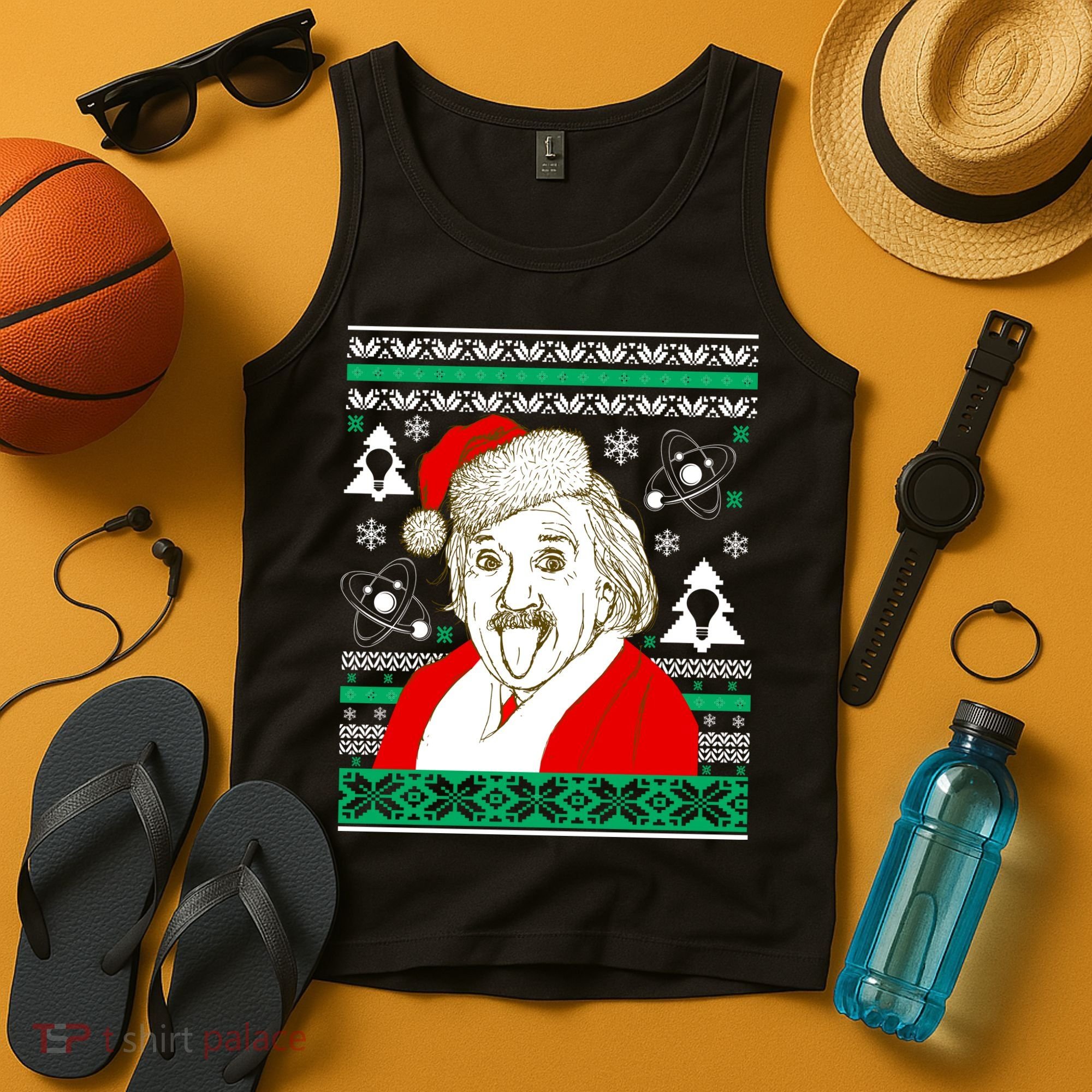 Albert Einstein Ugly Christmas Sweater Tank Top