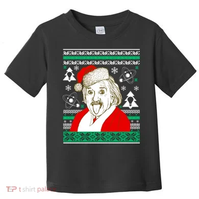 Albert Einstein Ugly Christmas Sweater Toddler T-Shirt