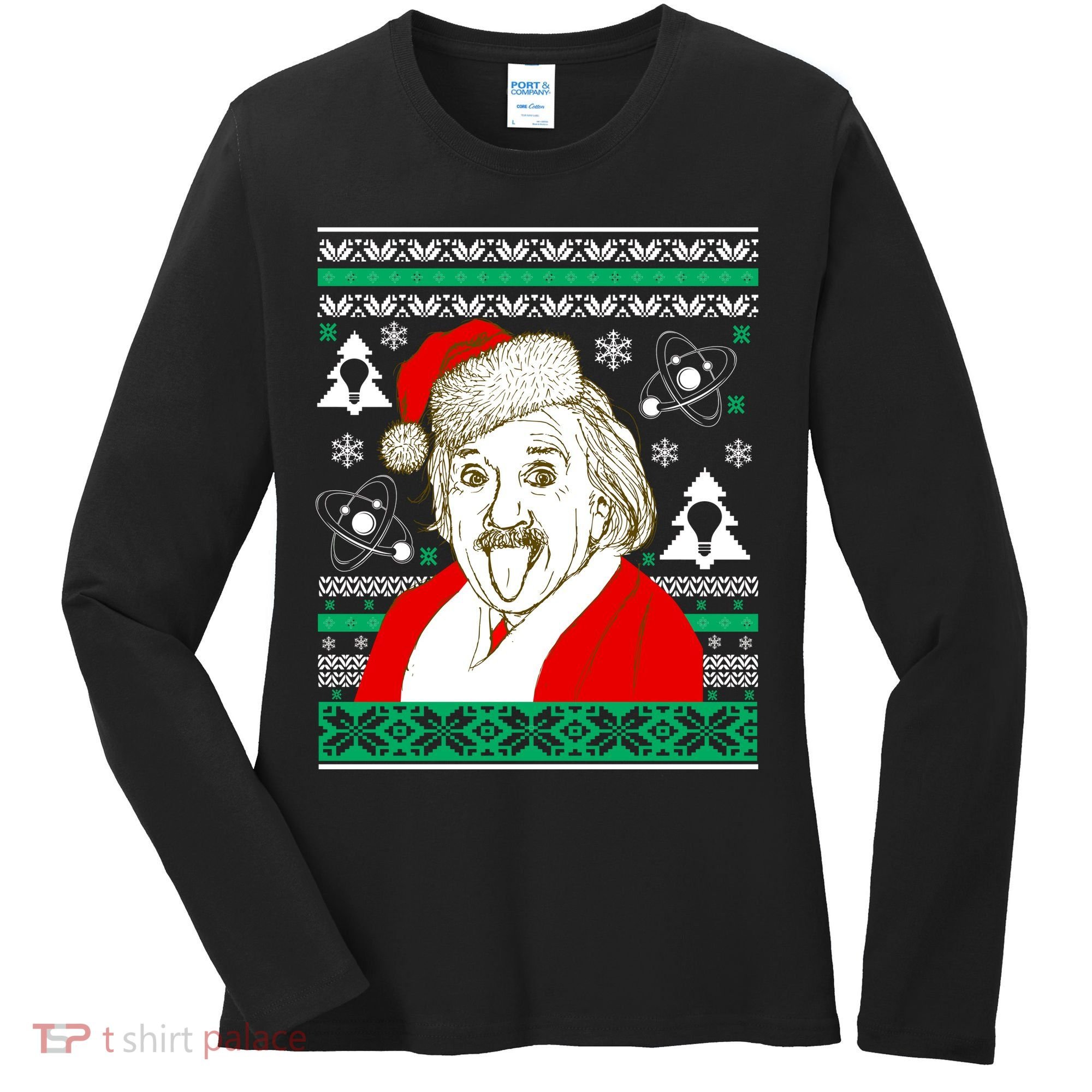 Albert Einstein Ugly Christmas Sweater Women's Long Sleeve Shirt