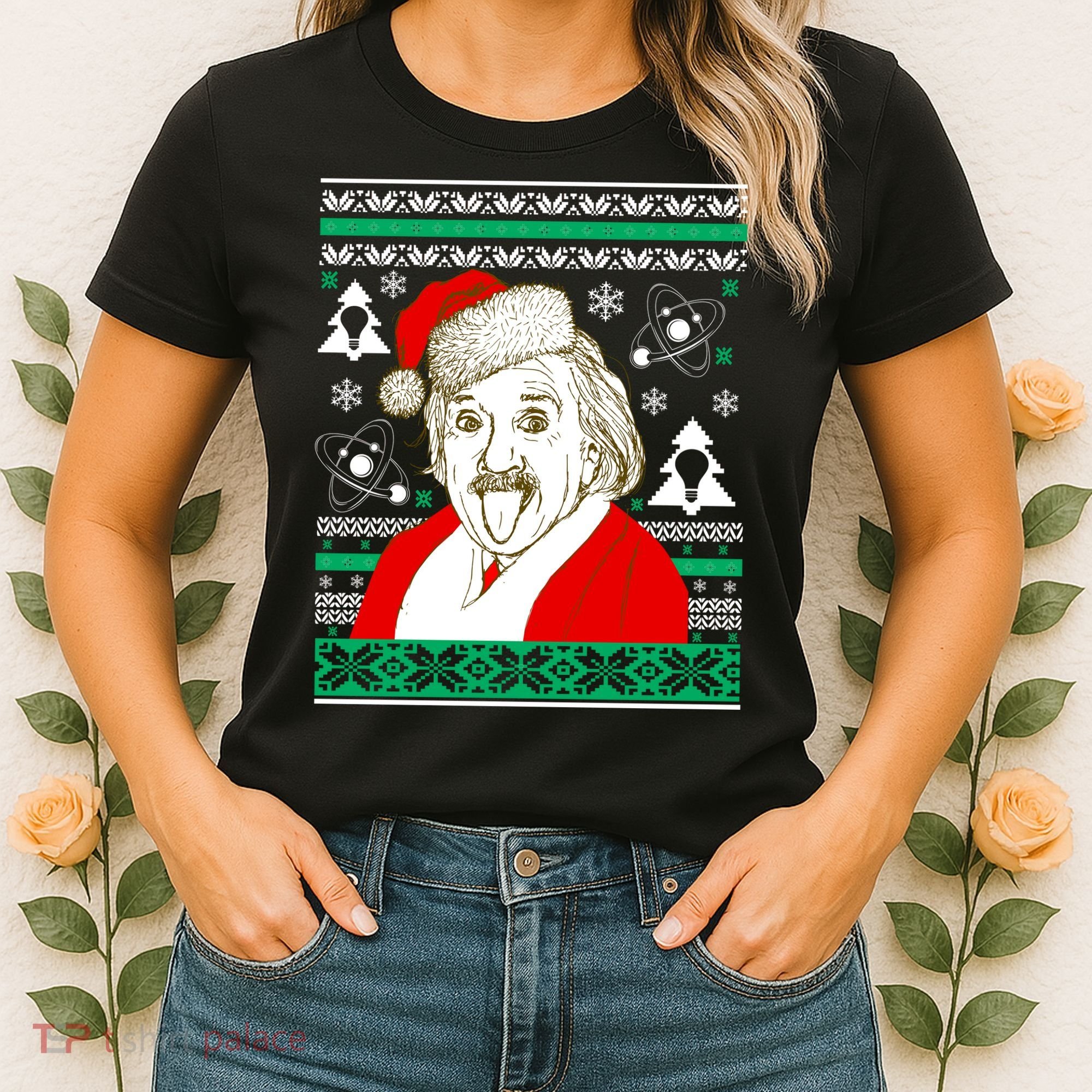 Albert Einstein Ugly Christmas Sweater Women's T-Shirt