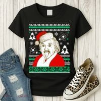 Albert Einstein Ugly Christmas Sweater Women's T-Shirt thumb 3