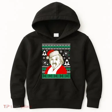 Albert Einstein Ugly Christmas Sweater Kids Hoodie