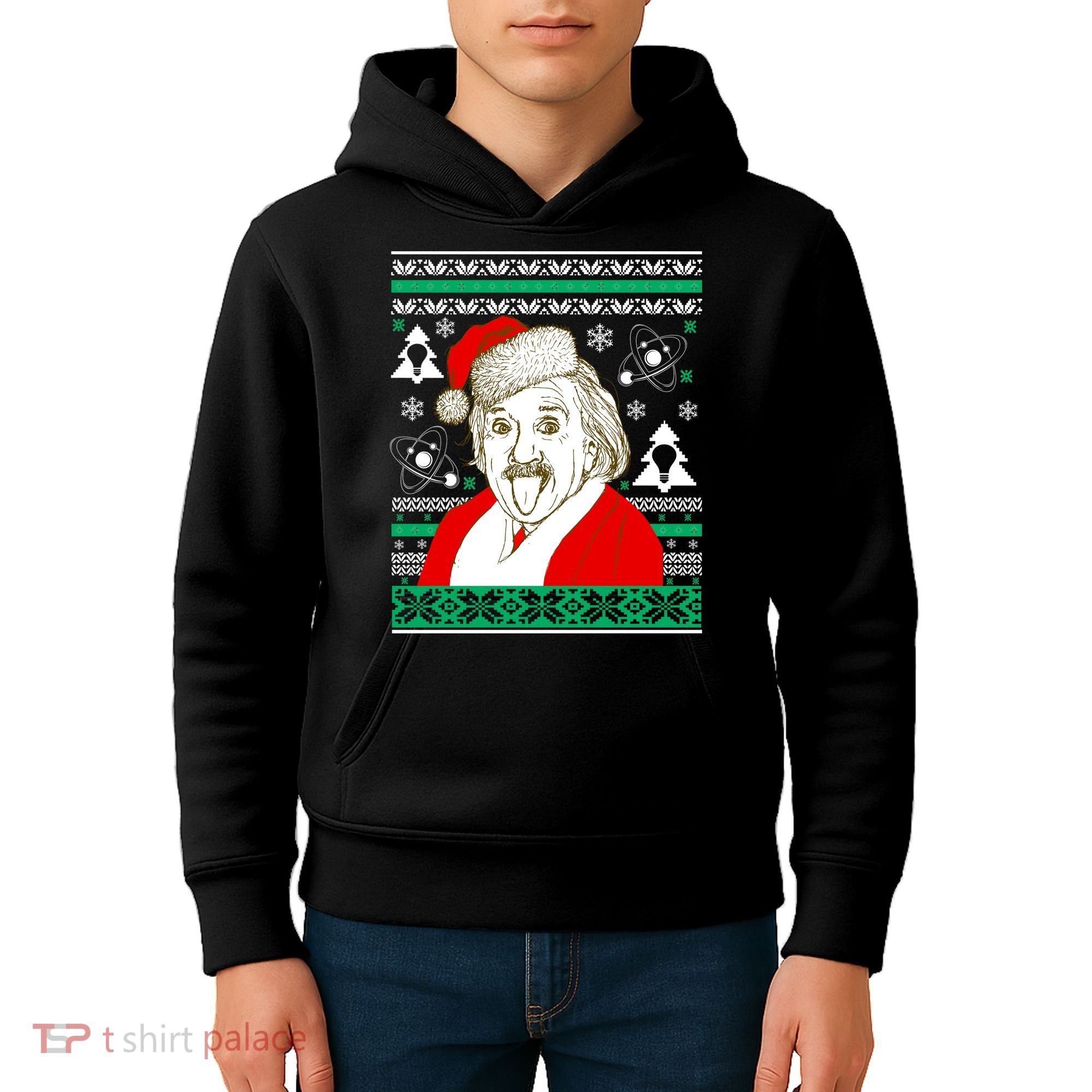 Albert Einstein Ugly Christmas Sweater Kids Hoodie