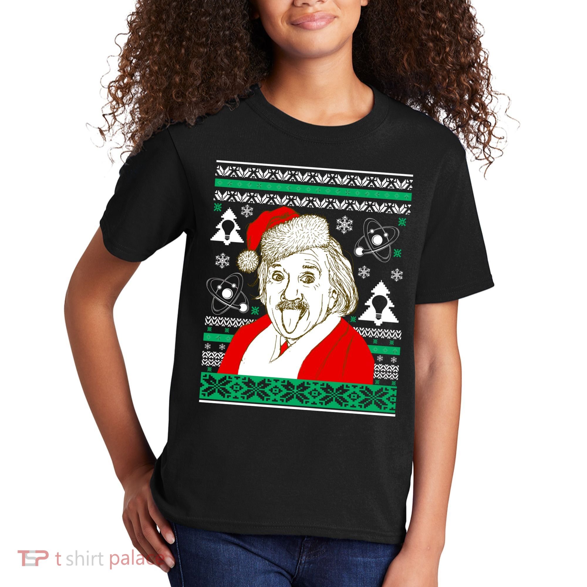 Albert Einstein Ugly Christmas Sweater Kids T-Shirt