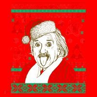 Albert Einstein Ugly Christmas Sweater Santa Hat thumb 1