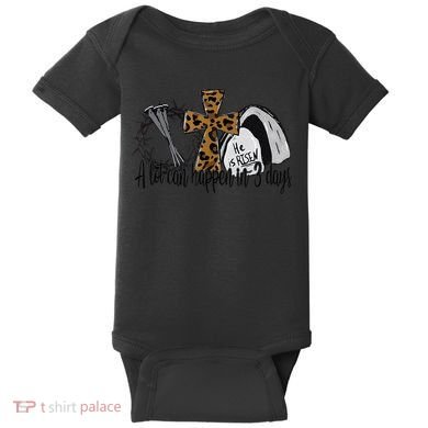 A Lot Can Happen In 3 Days Jesus Easter Leopard Christian Baby Bodysuit