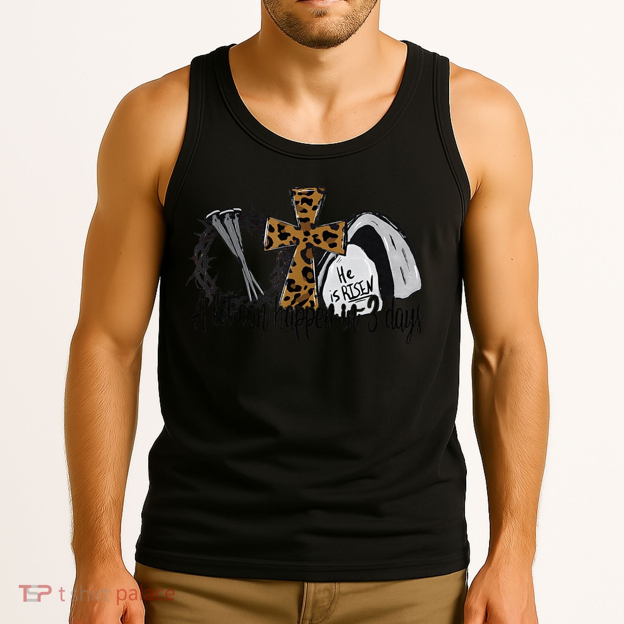 A Lot Can Happen In 3 Days Jesus Easter Leopard Christian Tank Top