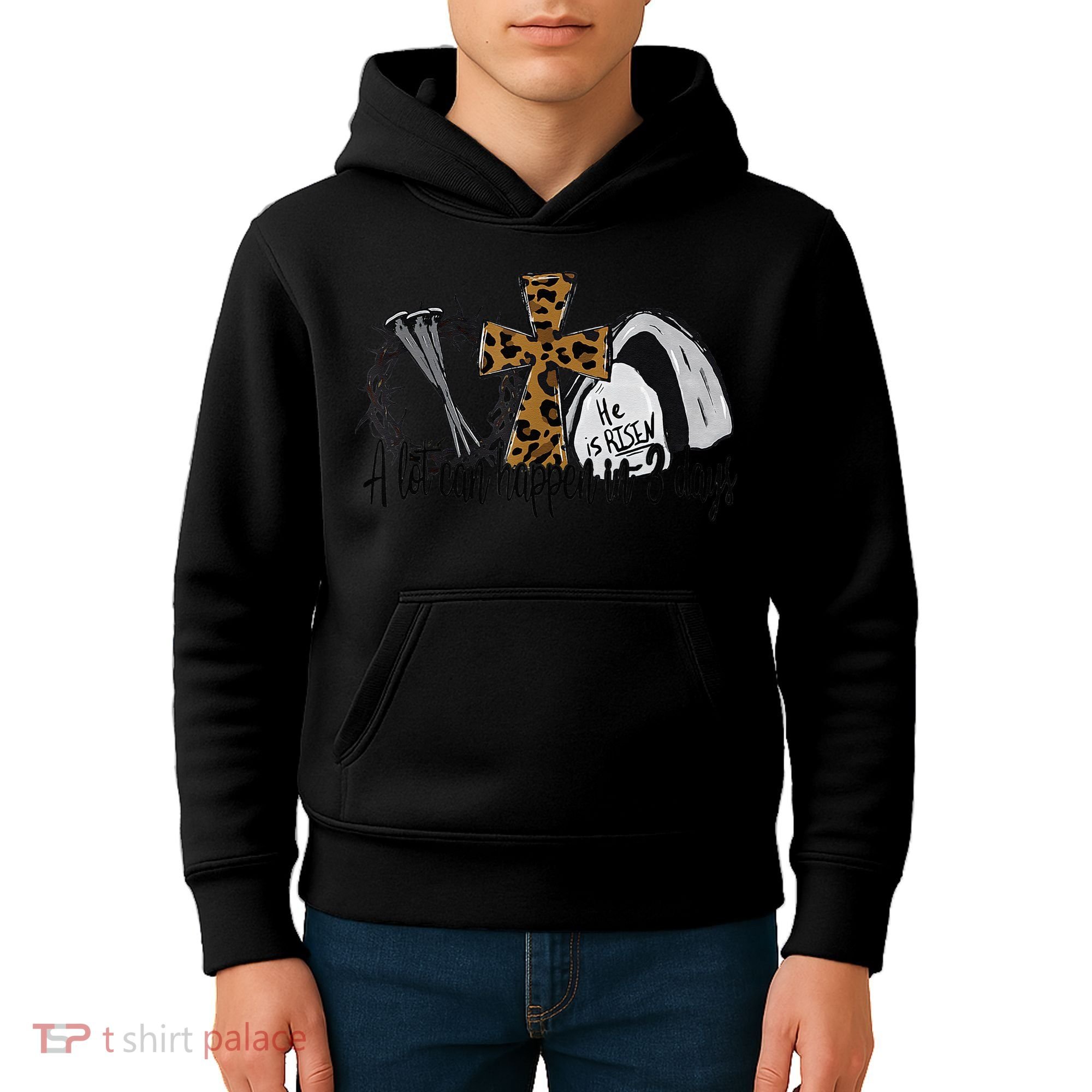 A Lot Can Happen In 3 Days Jesus Easter Leopard Christian Kids Hoodie