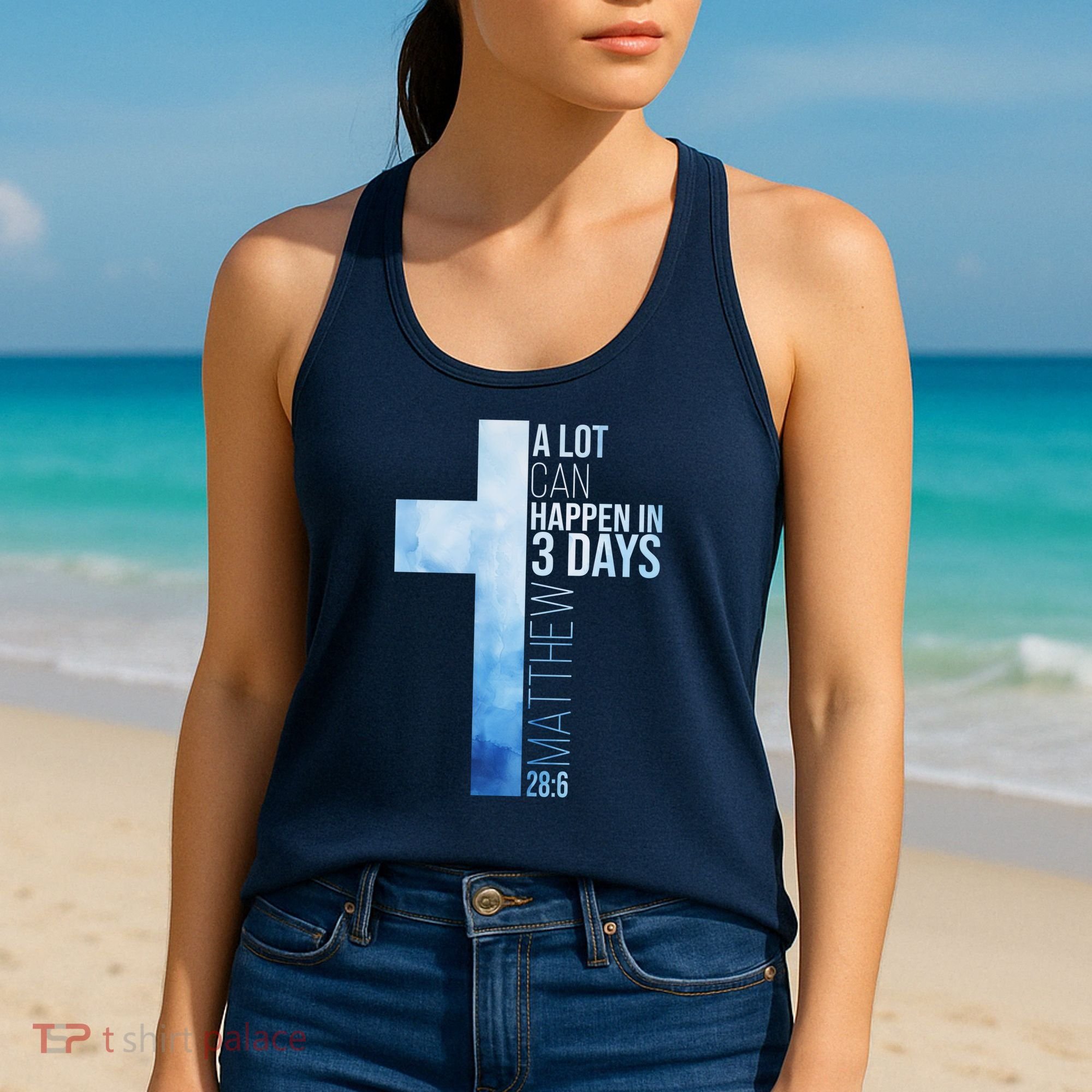 A Lot Can Happen In 3 Days Easter Cross Christianity Women's Tank Top