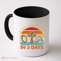 A Lot Can Happen In 3 Days Easter Retro Sunset Coffee Mug thumb 0