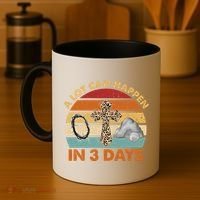 A Lot Can Happen In 3 Days Easter Retro Sunset Coffee Mug thumb 4