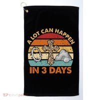 A Lot Can Happen In 3 Days Easter Retro Sunset Golf Towel thumb 0