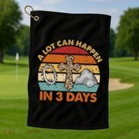 A Lot Can Happen In 3 Days Easter Retro Sunset Golf Towel thumb 1