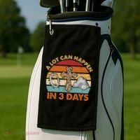A Lot Can Happen In 3 Days Easter Retro Sunset Golf Towel thumb 2