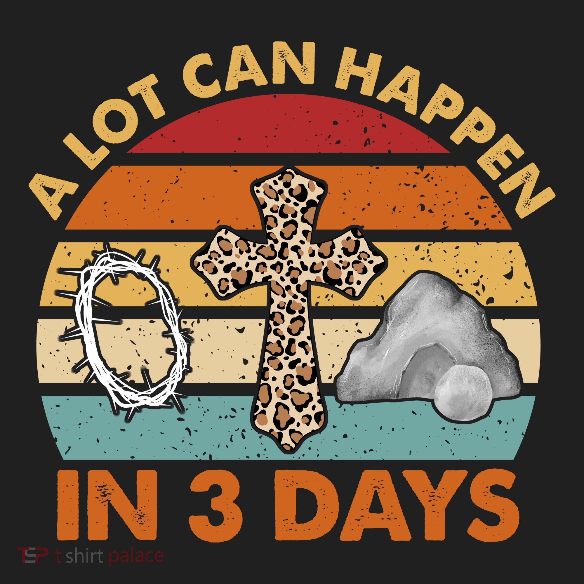 A Lot Can Happen In 3 Days Easter Retro Sunset Golf Towel