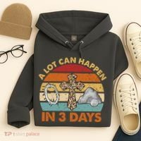 A Lot Can Happen In 3 Days Easter Retro Sunset Hoodie thumb 4