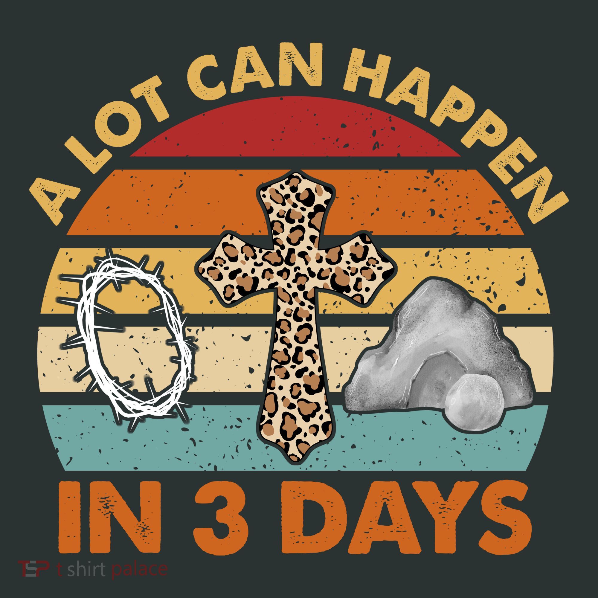 A Lot Can Happen In 3 Days Easter Retro Sunset Button