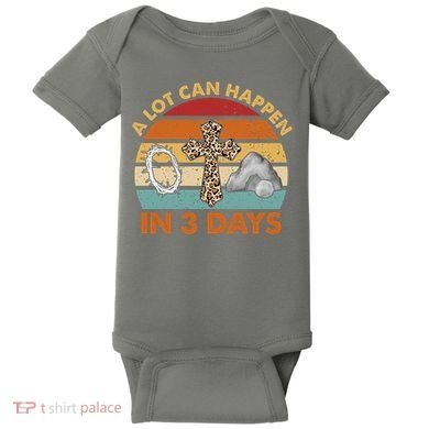 A Lot Can Happen In 3 Days Easter Retro Sunset Baby Bodysuit