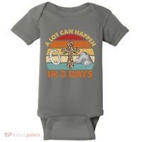 A Lot Can Happen In 3 Days Easter Retro Sunset Baby Bodysuit thumb 0
