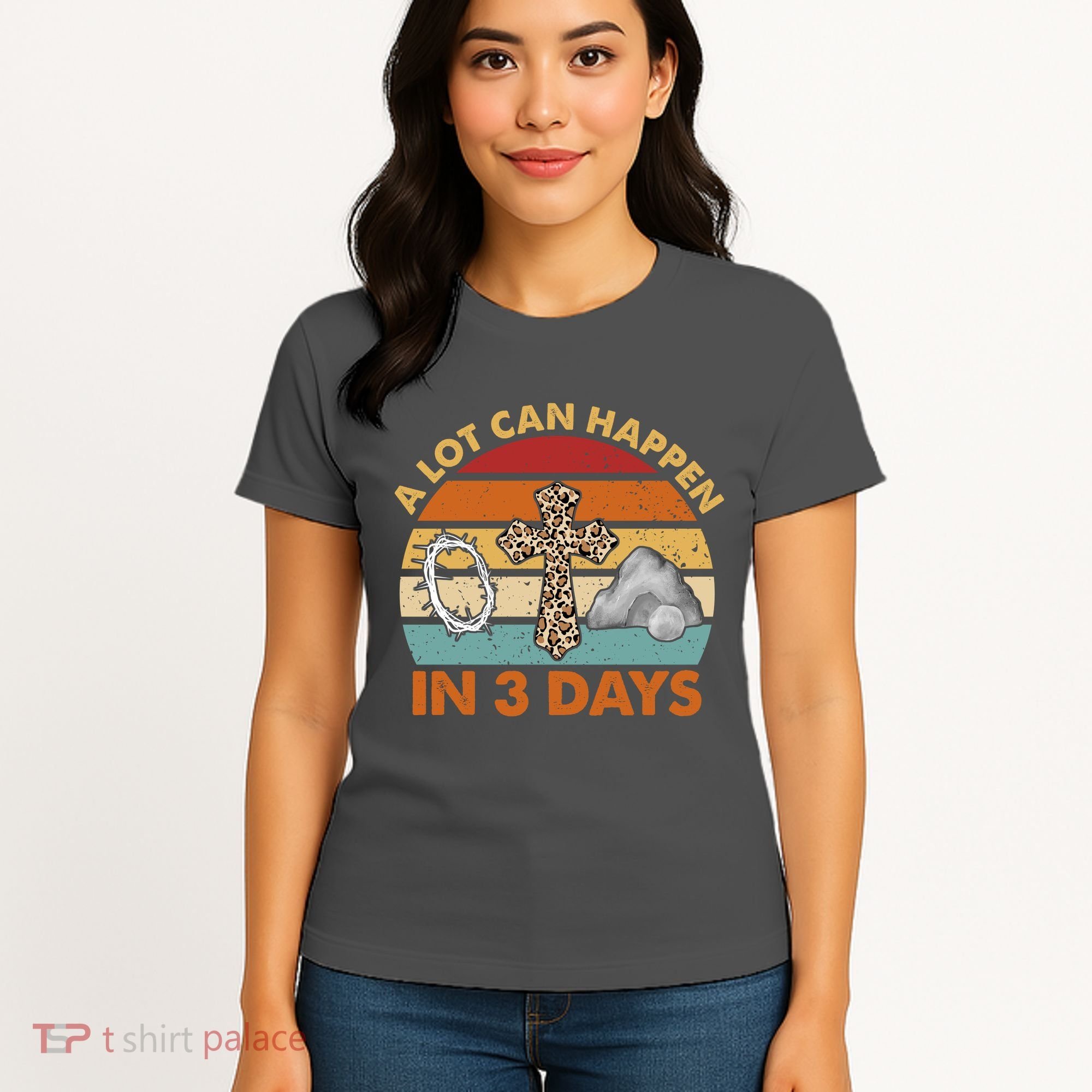 A Lot Can Happen In 3 Days Easter Retro Sunset Women's T-Shirt