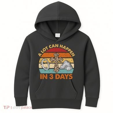 A Lot Can Happen In 3 Days Easter Retro Sunset Kids Hoodie