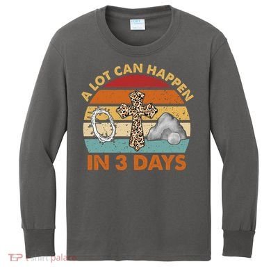 A Lot Can Happen In 3 Days Easter Retro Sunset Kids Long Sleeve Shirt