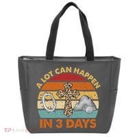 A Lot Can Happen In 3 Days Easter Retro Sunset Tote Bag thumb 0