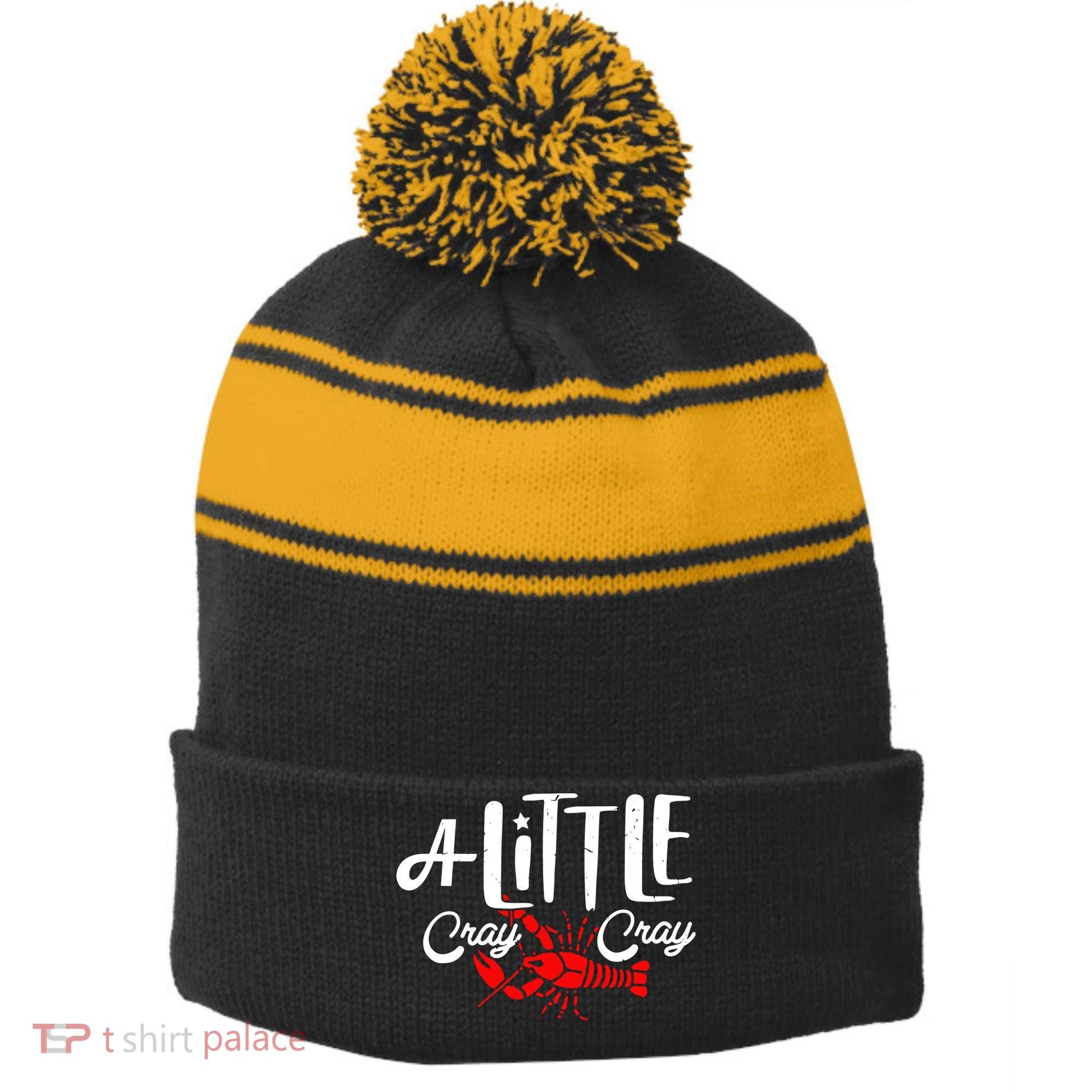 A Little Cray Crawfish Boils Stripe Pom Pom Beanie