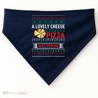 A Lovely Cheese Pizza Just For Me Ugly Christmas USA-Made Doggie Bandana thumb 0