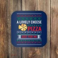 A Lovely Cheese Pizza Just For Me Ugly Christmas Coaster thumb 0