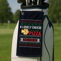 A Lovely Cheese Pizza Just For Me Ugly Christmas Golf Towel thumb 2