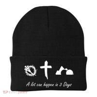 A Lot Can Happen In 3 Days Jesus Cross Easter Christian Beanie thumb 0