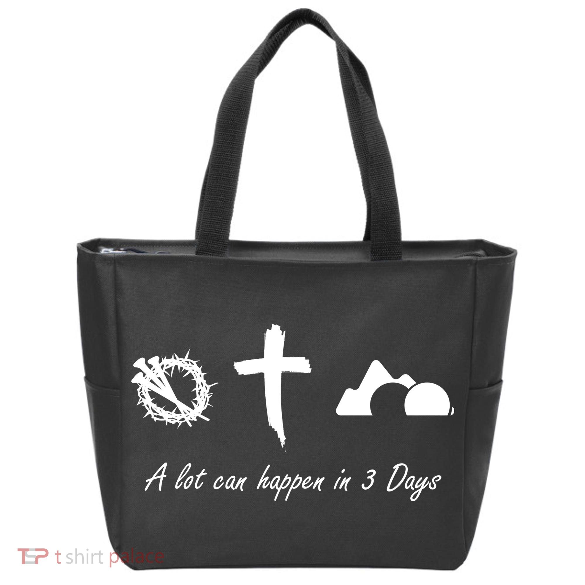 A Lot Can Happen In 3 Days Jesus Cross Easter Christian Tote Bag