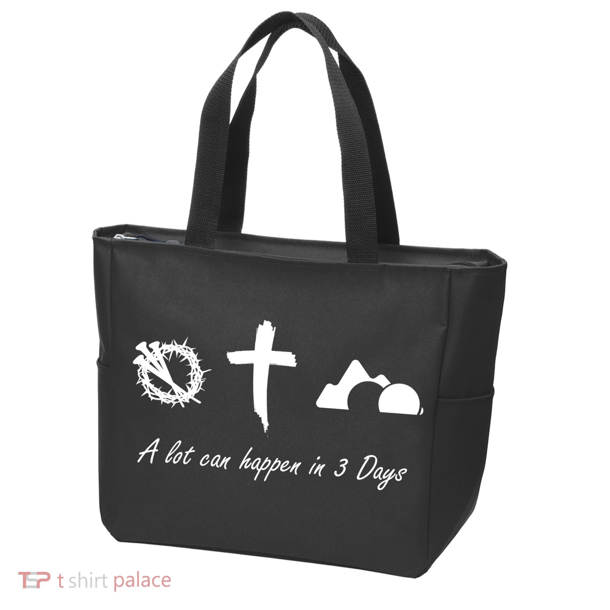 A Lot Can Happen In 3 Days Jesus Cross Easter Christian Tote Bag