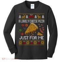 A Lovely Cheese Pizza Just For Me Christmas Ugly Alone Home Kids Long Sleeve Shirt thumb 0