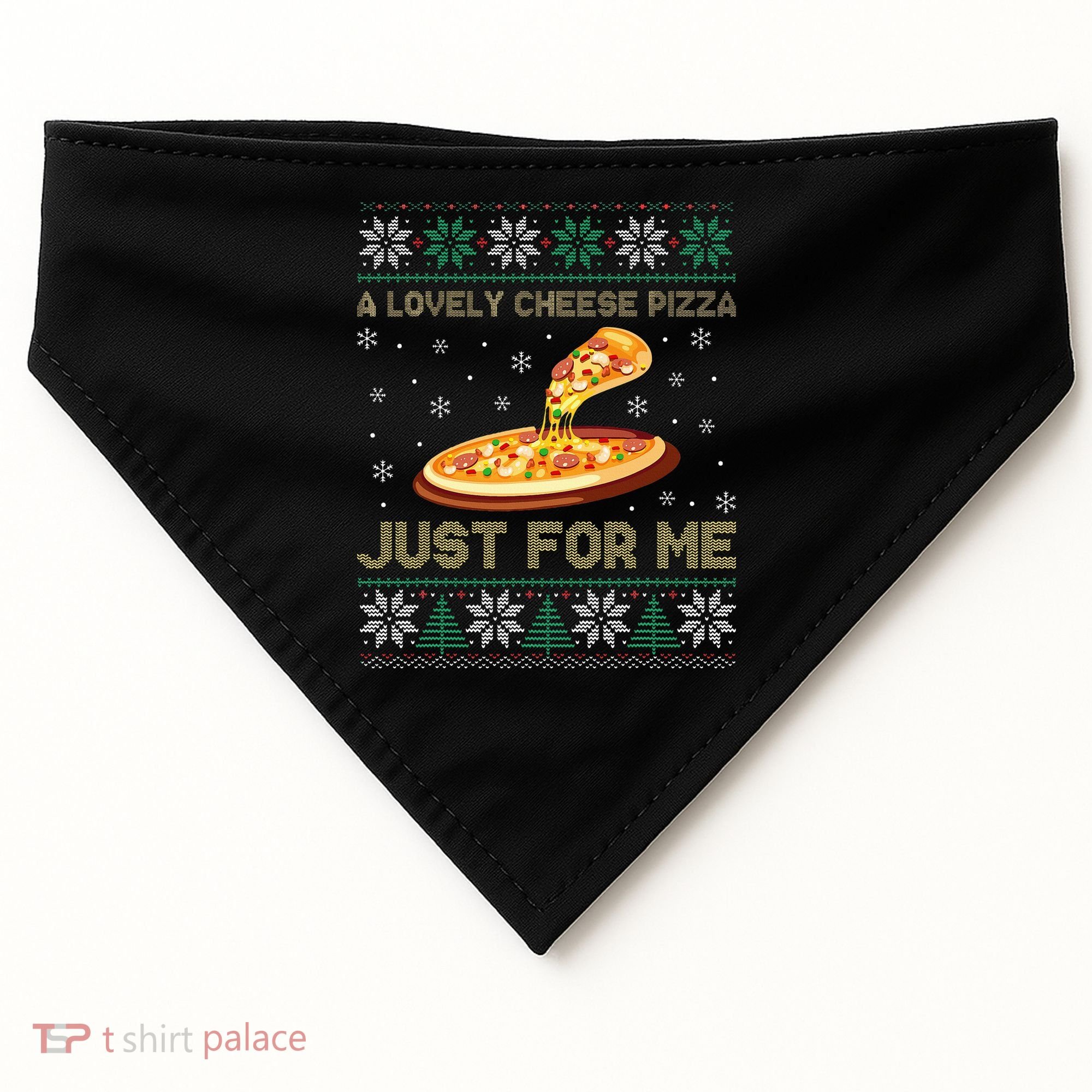 A Lovely Cheese Pizza Just For Me Christmas Pizzeria Cheesy USA-Made Doggie Bandana